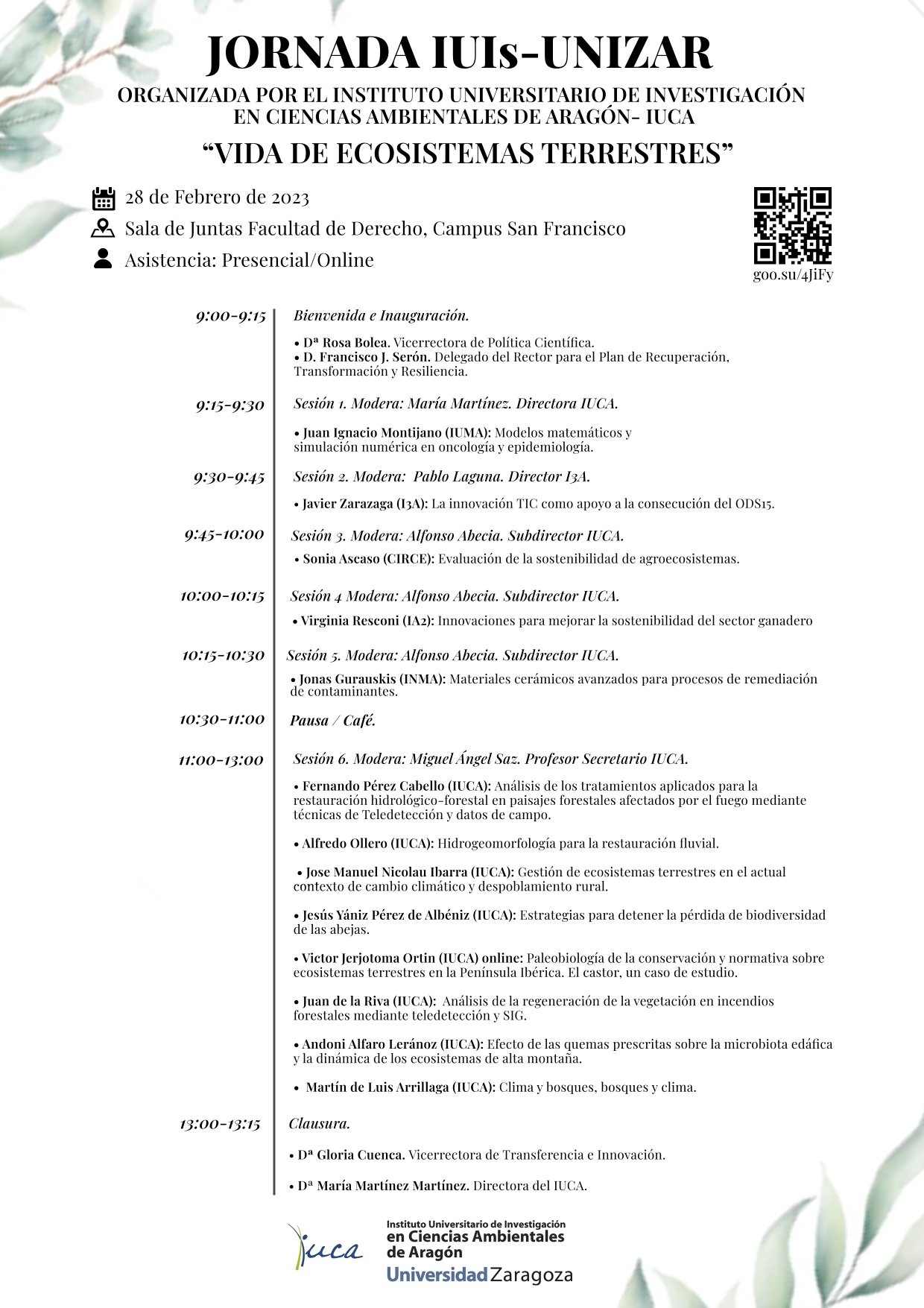 Participación de Sonia Ascaso en el acto «Vida de ecosistemas terrestres» organizada por los IUIs de la Universidad de Zaragoza