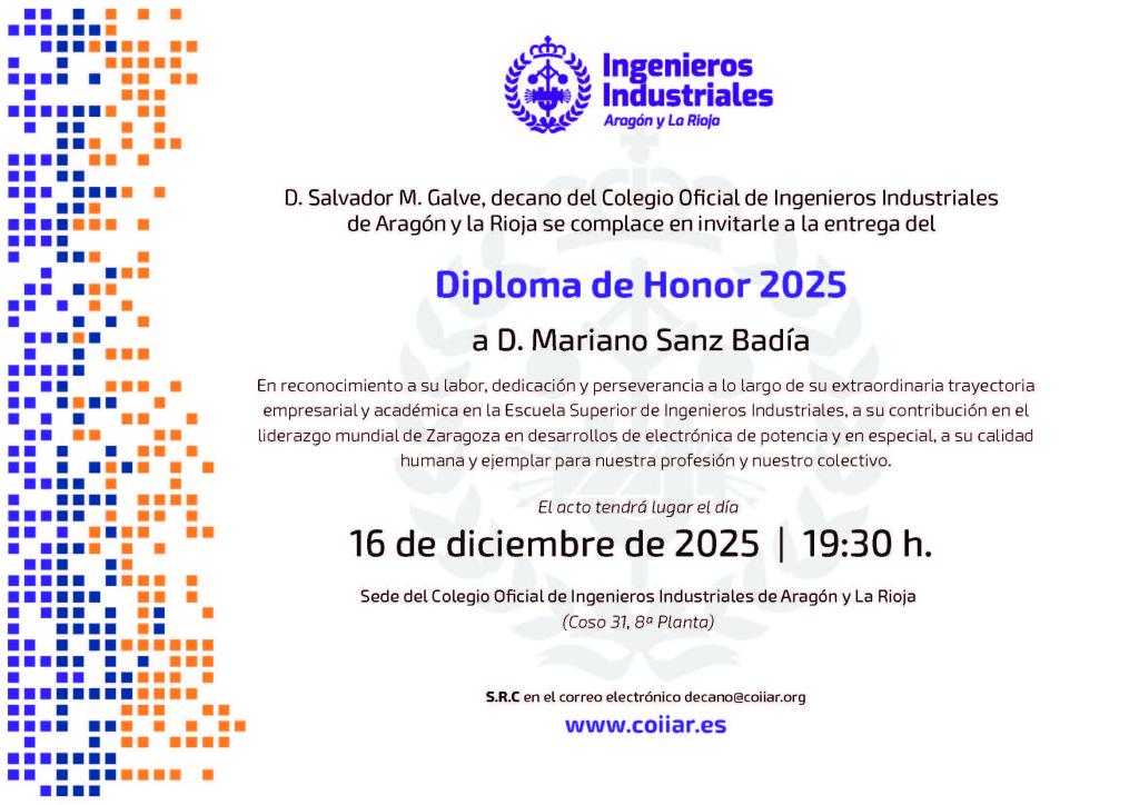 Diploma de Honor 2025 a D. Mariano Sanz Badía