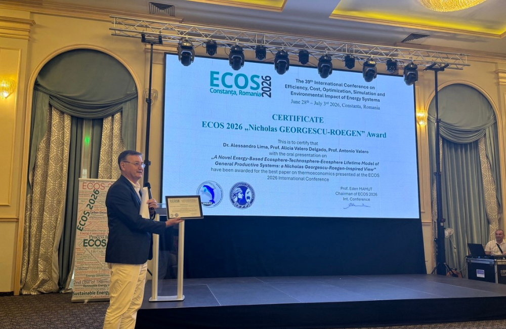 Nuestro equipo de ecología industrial recibe el premio al mejor trabajo en termoeconomía en ECOS 2026